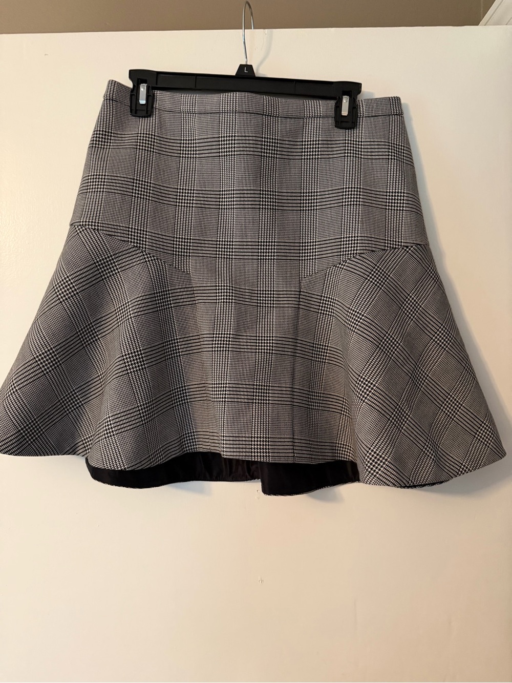J.Crew Black & White Glen Plaid Fit & Flare Skirt Size 10